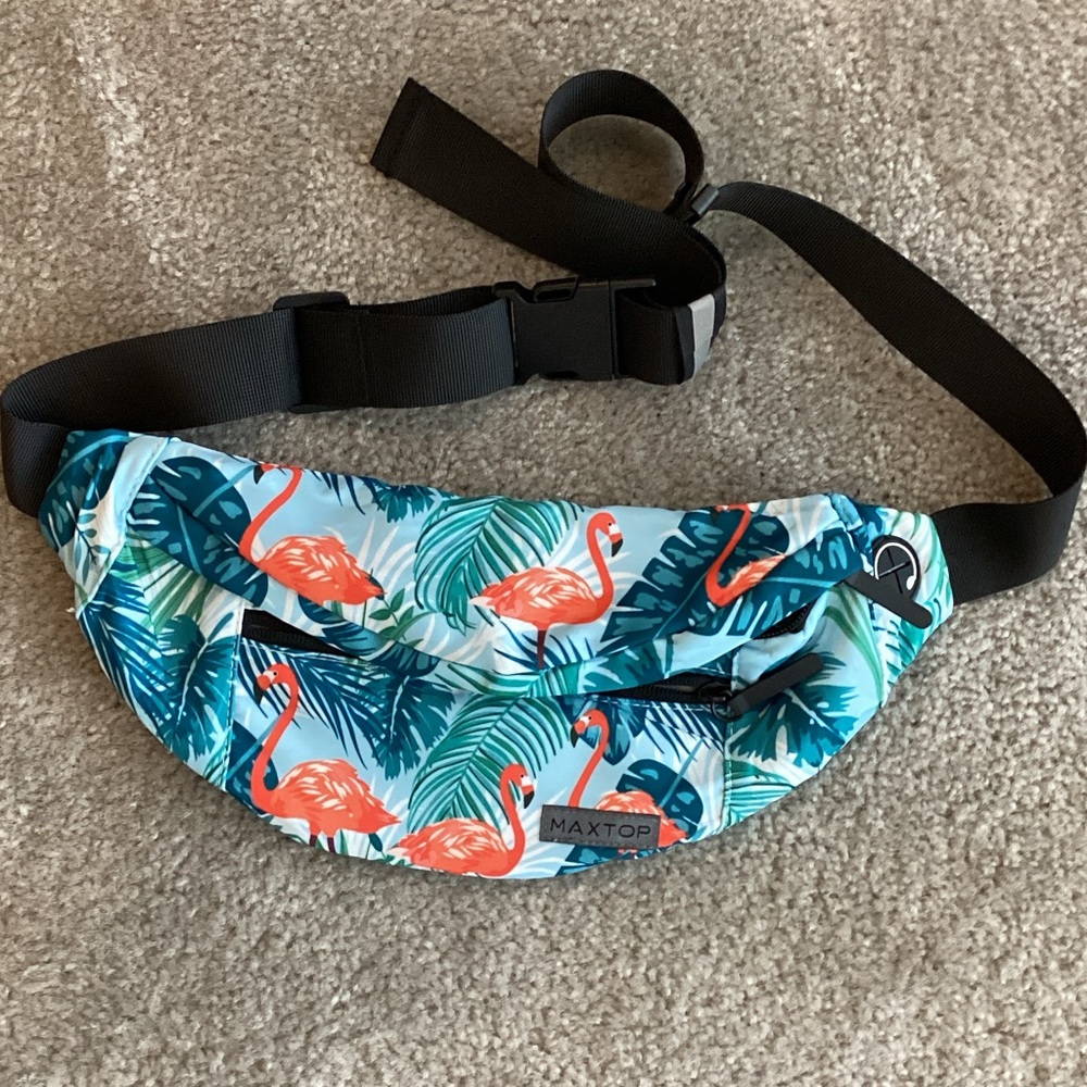 Flamingo Print Fanny Pack - Light Blue (new condition)